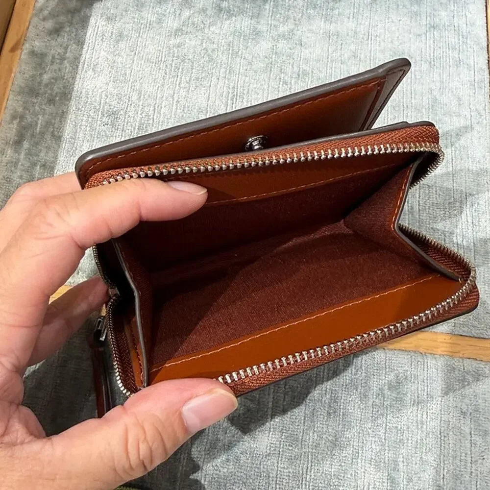 NEW‼️Tory Burch Rory Glazed Mini Wallet 181437 Aged Brown $195